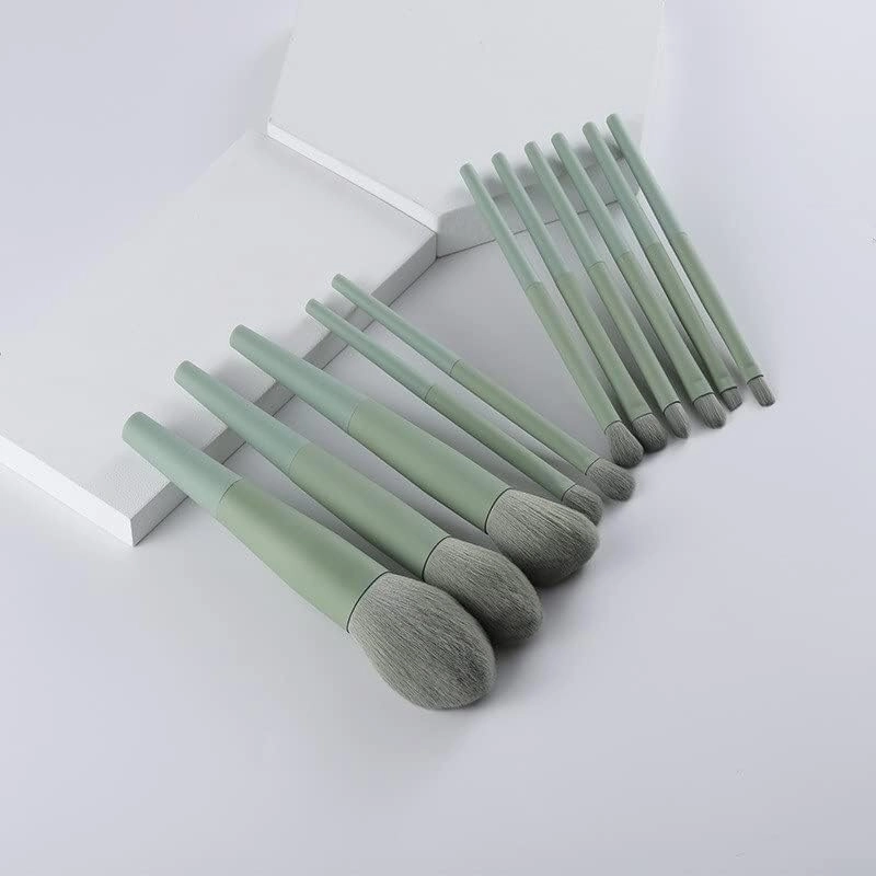 11PCS Pale Green Daily Makeup Brush Set Complete Kit Cosmetics Beauty Foundation Eye Concealer Blush Brush Makeup Brush Tool