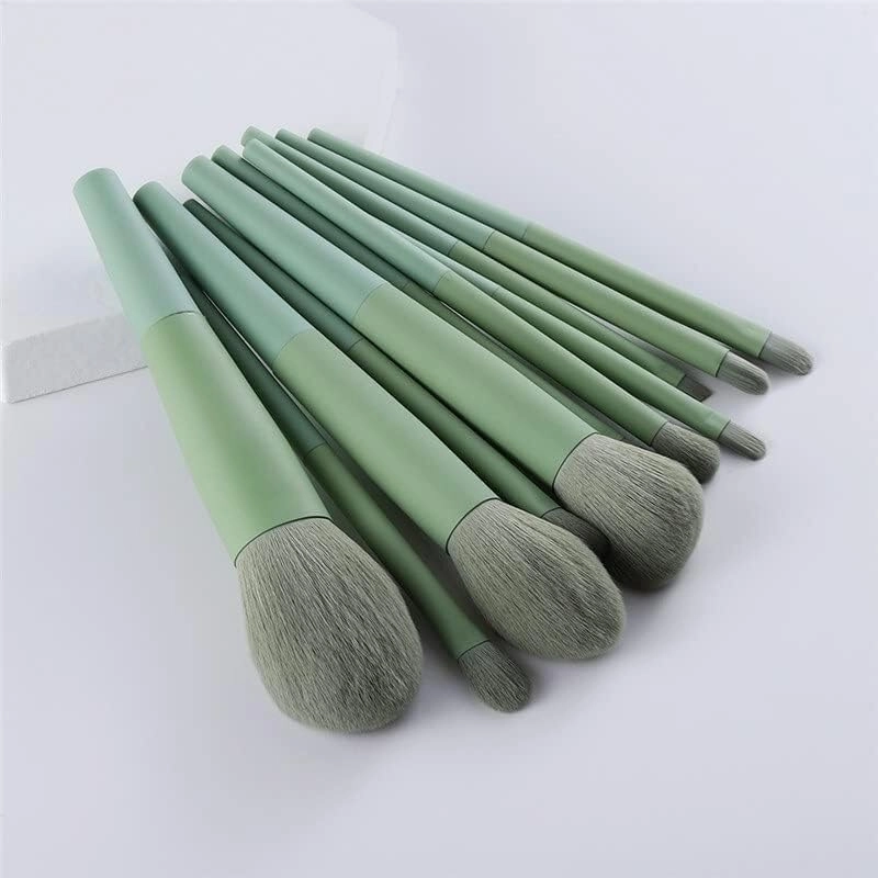 11PCS Pale Green Daily Makeup Brush Set Complete Kit Cosmetics Beauty Foundation Eye Concealer Blush Brush Makeup Brush Tool