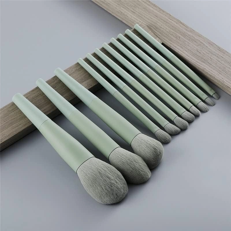 11PCS Pale Green Daily Makeup Brush Set Complete Kit Cosmetics Beauty Foundation Eye Concealer Blush Brush Makeup Brush Tool