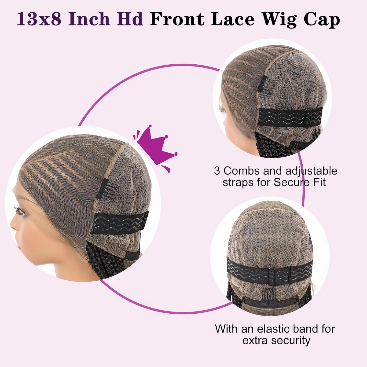 13X8 Inch HD Lace Front Cornrow Braided Wigs for Women Box Braided Wigs with Baby Hair Middle Part Premium Synthetic Lace Front Long Black Box Braid Wig 36 Inch