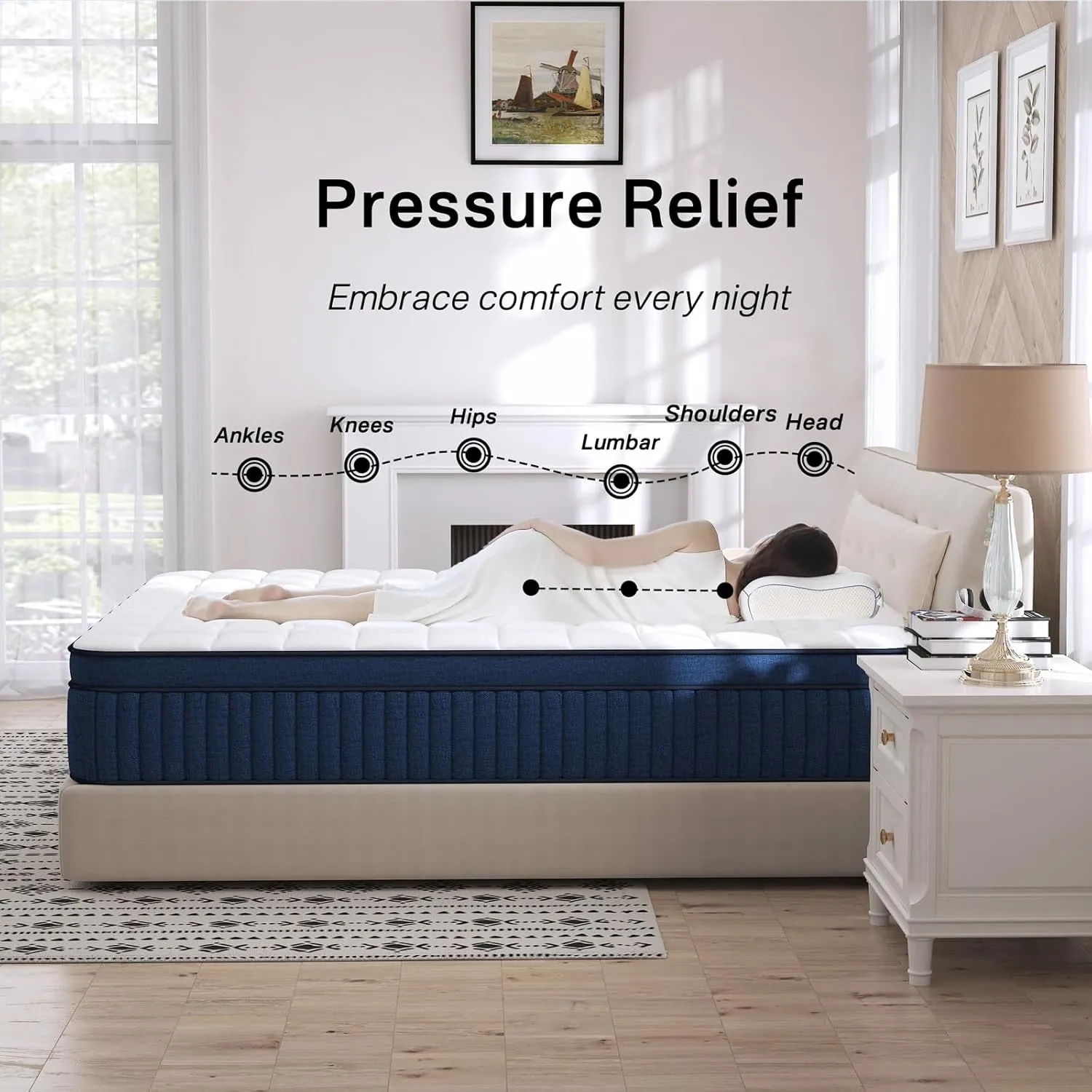 14 Inch Cal King Mattress in a Box, California King Mattress,Medium Ultimate Motion Isolation with Memory Foam and Pocket Spring, Strong Edge Support