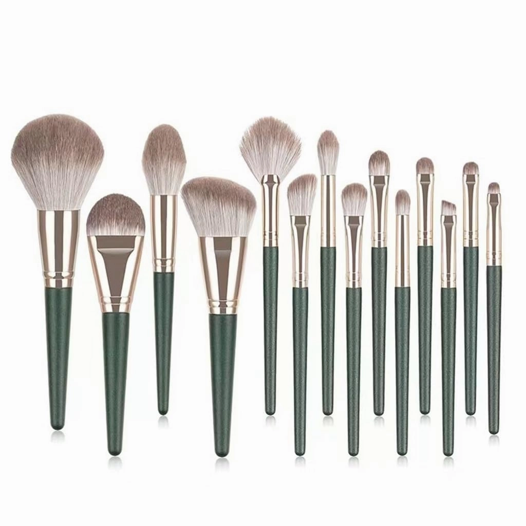 14pcs Green Cloud Makeup Brush Set Blush Brush Eyeshadow Brush Portable Beauty Tools