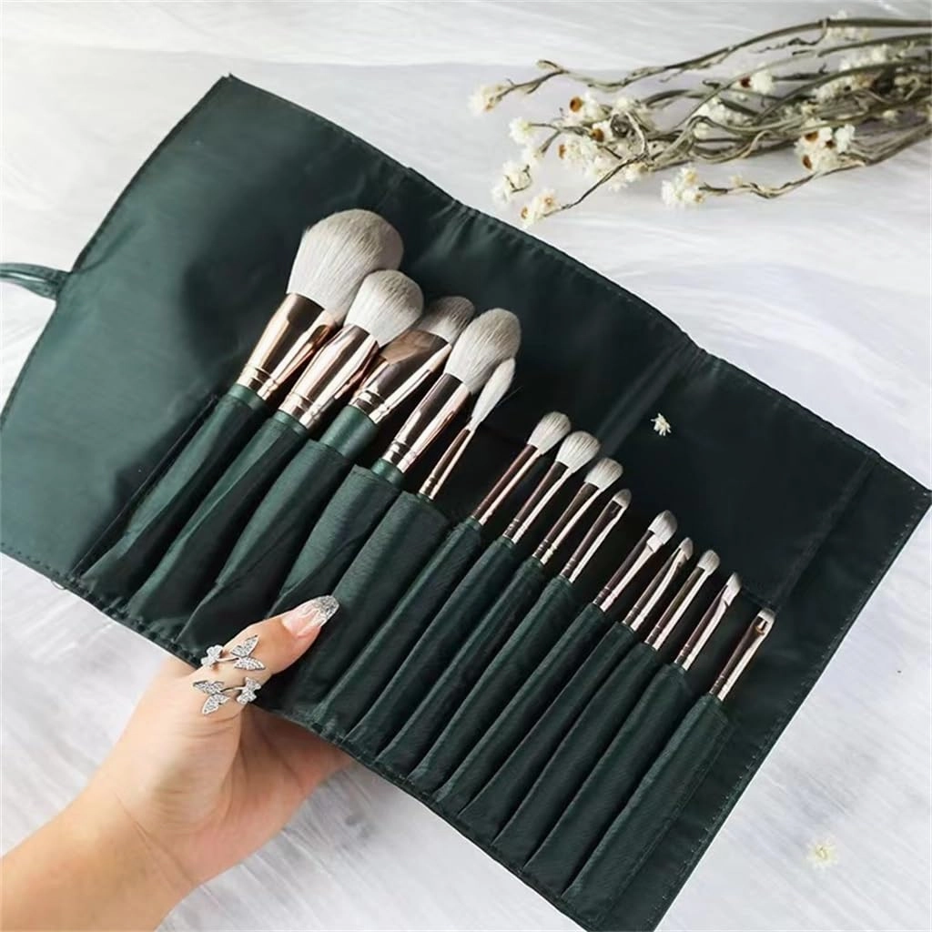 14pcs Green Cloud Makeup Brush Set Blush Brush Eyeshadow Brush Portable Beauty Tools