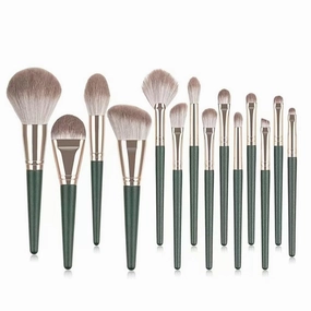 14pcs Green Cloud Makeup Brush Set Blush Brush Eyeshadow Brush Portable Beauty Tools