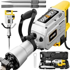 1700W Demolition Jack Hammer with 1-3/16" Hex, 14.5Amp 60 Joules Electric Heavy Duty Demo Chipping Hammer concrete/Pavement/Floor breaker with Carrying Case Flat Chisel Bull Point Chisel
