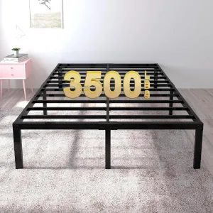 18 Inch Tall 3500lbs Heavy Duty Bed Frame Metal Platform/Maximum Storage/Mattress Foundation/Steel Slats Support/Noise Free/Box Spring Replacement,Queen