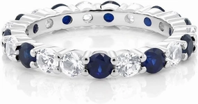 2Ct Lab Created Sapphire Eternity Wedding Band Ring For Women 14Kt White Gold Plated 925 Sliver