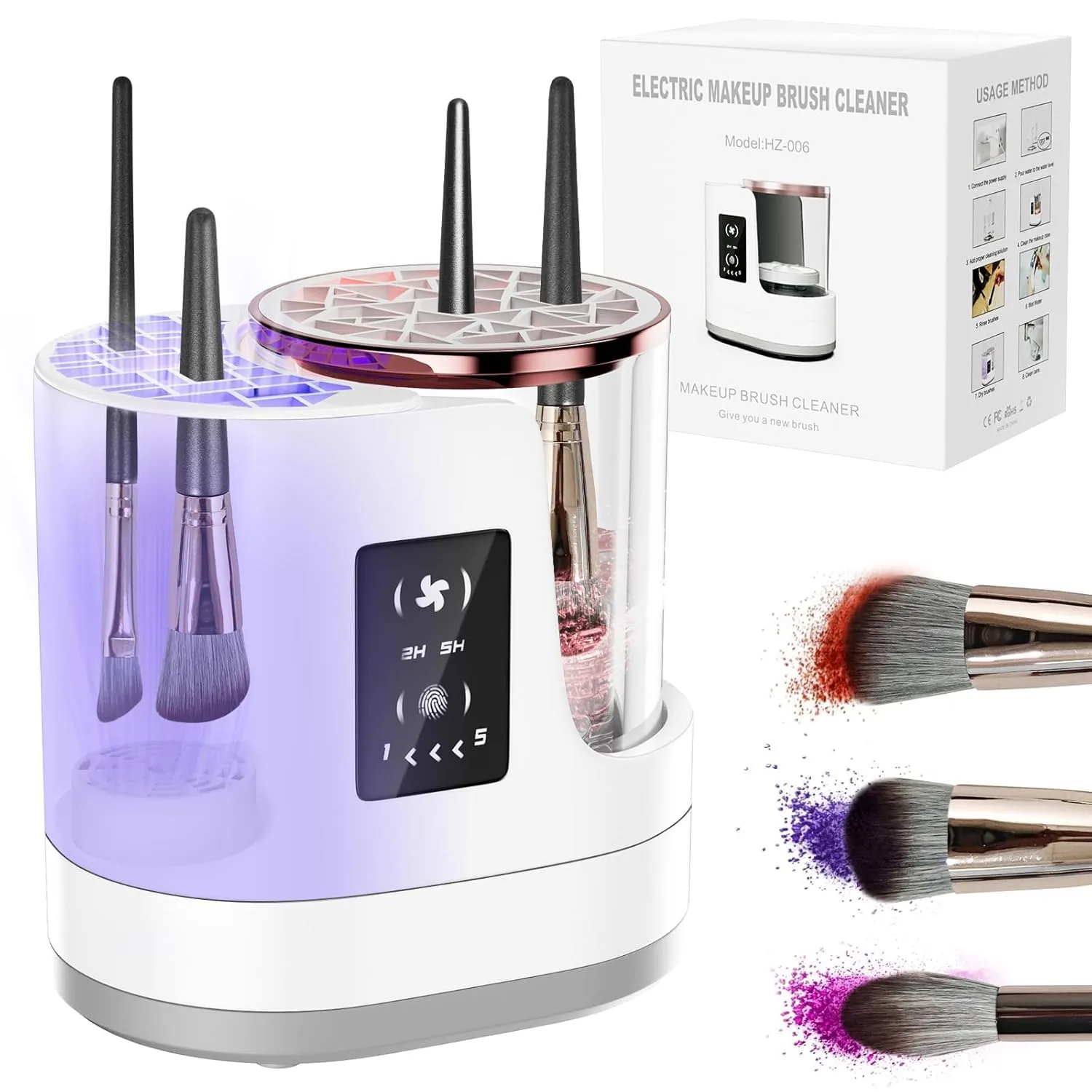 3 IN 1 Electric Makeup Brush Cleaner Machine With Makeup Brush Dryer-Holder-Portable Automatic USB Cosmetic Brushes Cleaner Tool for All Size Beauty Makeup Brush Set,Contour, Eyeshadow, Blush Brush