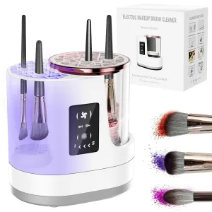 3 IN 1 Electric Makeup Brush Cleaner Machine With Makeup Brush Dryer-Holder-Portable Automatic USB Cosmetic Brushes Cleaner Tool for All Size Beauty Makeup Brush Set,Contour, Eyeshadow, Blush Brush