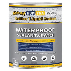 35 oz Rubber Liquid Waterproof Sealant, Multi-Surface Leak Repair Indoor & Outdoor Coating, Cloud Gray Patch & Seal for Roof and Foundation