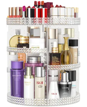 360 Degree Rotating Makeup Organizer, Extra Large Capacity Organizador De Maquillaje, Removable 7 Layers Lipstick Organizer Cosmetic Storage Cases Perfume Organizer for Vanity (Glitter)