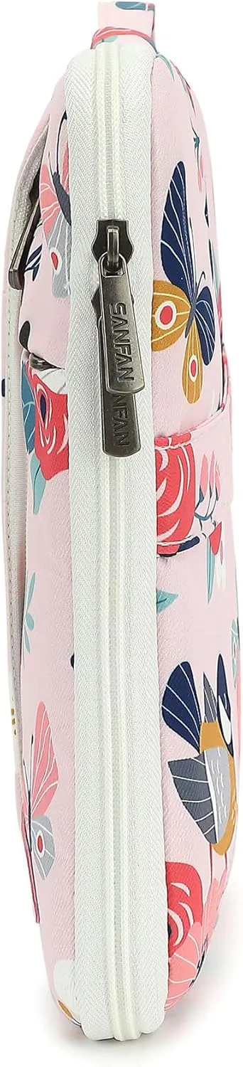 360° Protective Laptop Sleeve Case Bag with Muti-Pockets,Handle and Luggage Strap (Bird and Butterfly, 12.5 inch-13.5 inch)