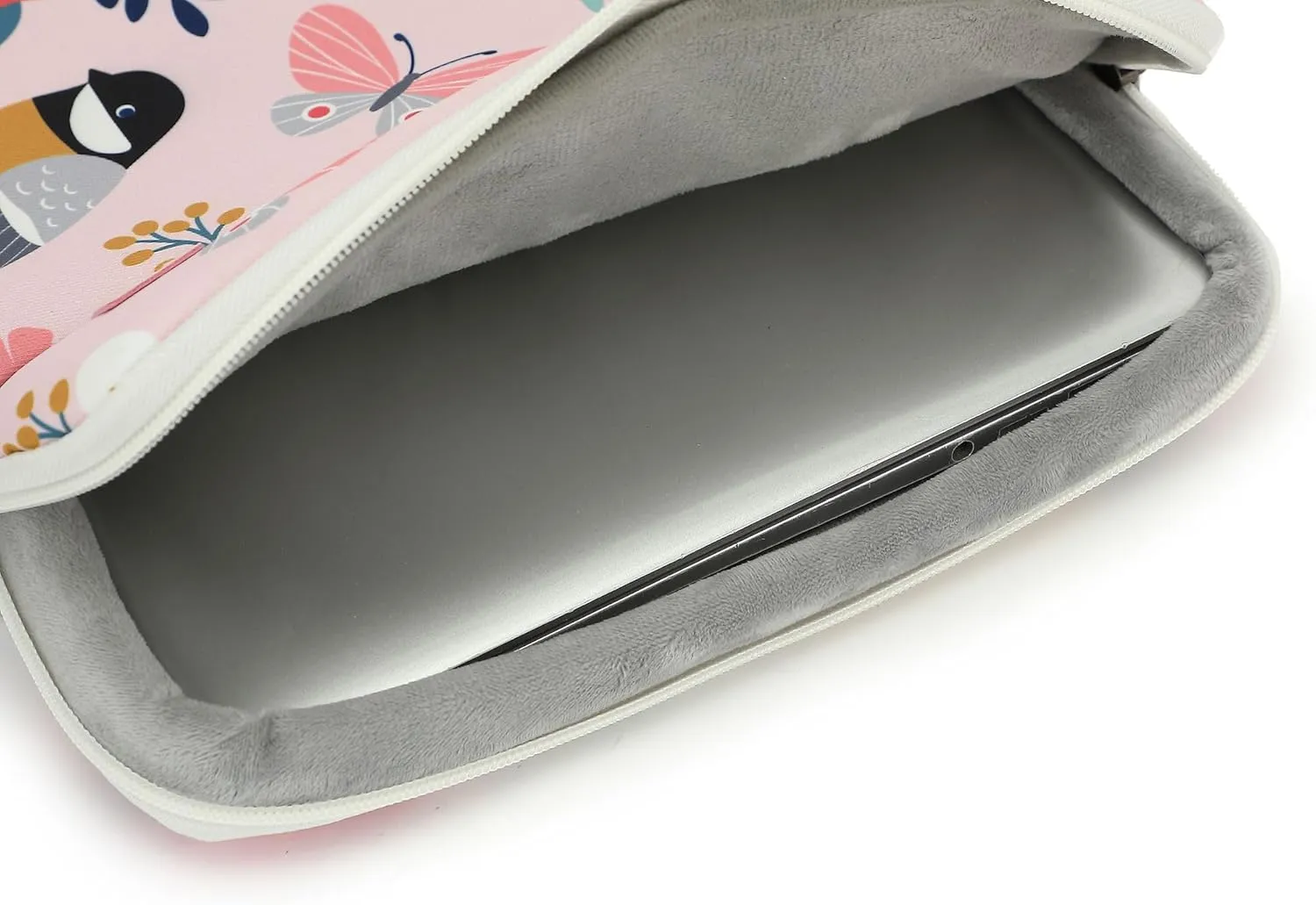 360° Protective Laptop Sleeve Case Bag with Muti-Pockets,Handle and Luggage Strap (Bird and Butterfly, 12.5 inch-13.5 inch)