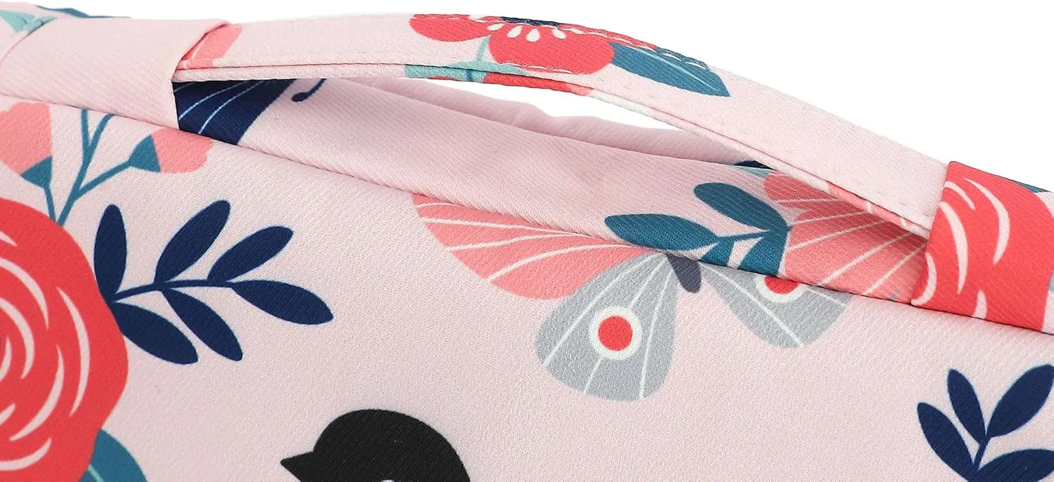 360° Protective Laptop Sleeve Case Bag with Muti-Pockets,Handle and Luggage Strap (Bird and Butterfly, 12.5 inch-13.5 inch)