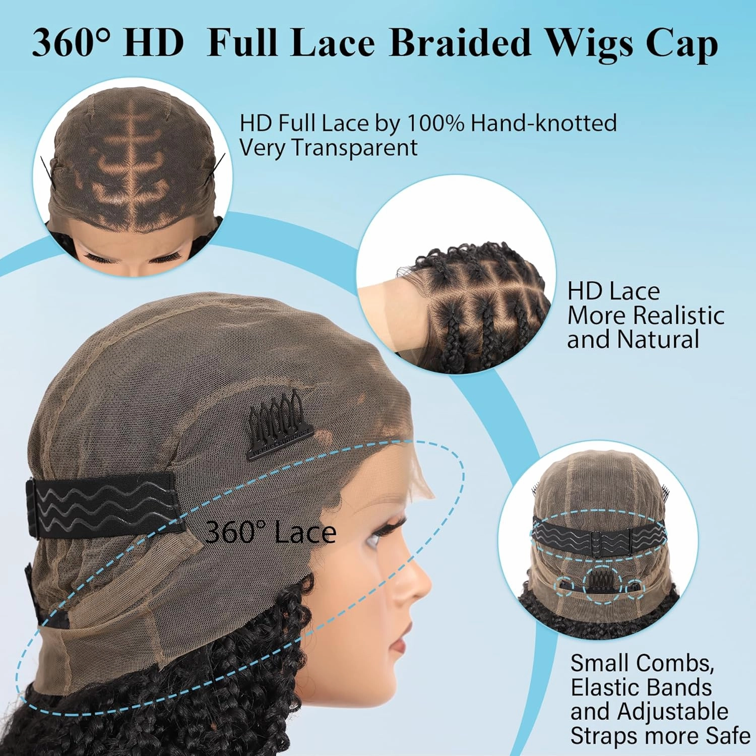 360° HD Full Lace Short Bob Braided Wigs for Women Knotless Butterfly Box Braid Wig with Baby Hair Premium Synthetic Braided Lace Front Wigs Black 24 Inch