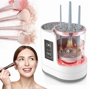 3 in1Electric Makeup Brush Cleaner With Makeup Brush Dryer Holder Portable Automatic USB Cosmetic Brushes Cleaner Tool for All Size Beauty Makeup Brush Set,Contour, Eyeshadow, Blush Brush (White)