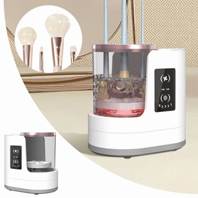 3 IN 1 Electric Makeup Brush Cleaner Machine, Portable Automatic USB Cosmetic Brushes Cleaner Tool With Makeup Brush Dryer-Holder for All Size Beauty Makeup Brush Set,Contour, Eyeshadow (White_01)