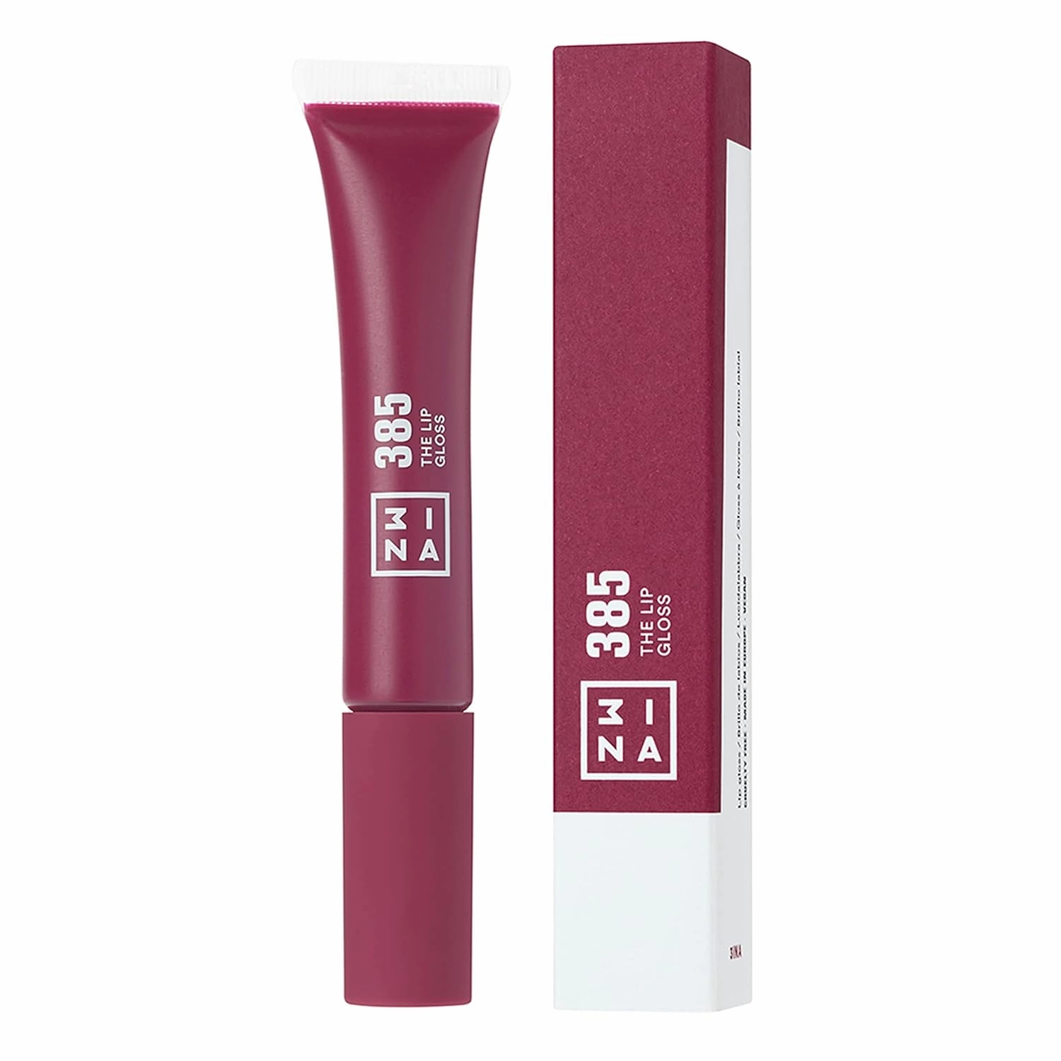 3INA MAKEUP - Vegan - Cruelty Free - The Lip Gloss 385 - Burgundy Lip Gloss - Mirror-effect - Glossy Look - Creamy Texture - Highly Pigmented - Lip Gloss with wand