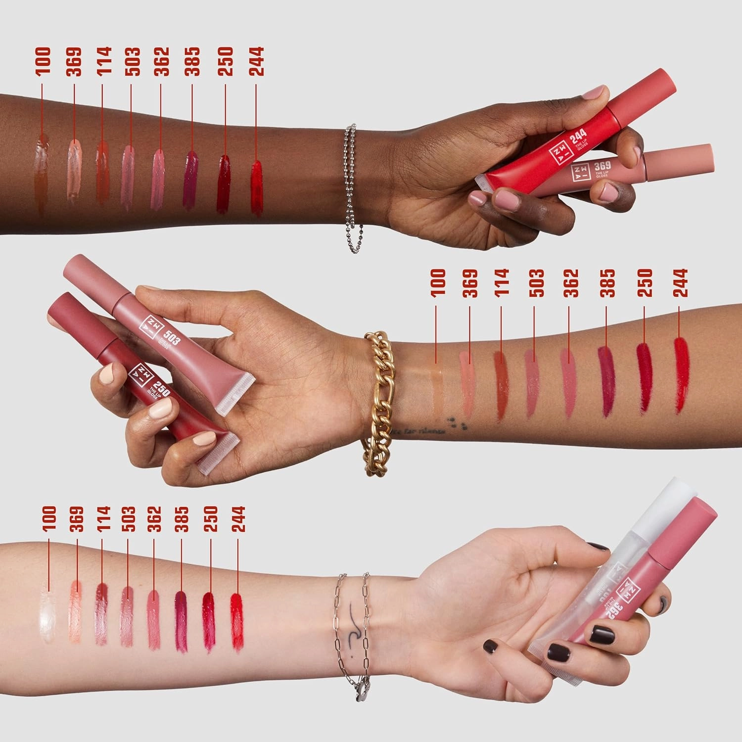 3INA MAKEUP - Vegan - Cruelty Free - The Lip Gloss 385 - Burgundy Lip Gloss - Mirror-effect - Glossy Look - Creamy Texture - Highly Pigmented - Lip Gloss with wand