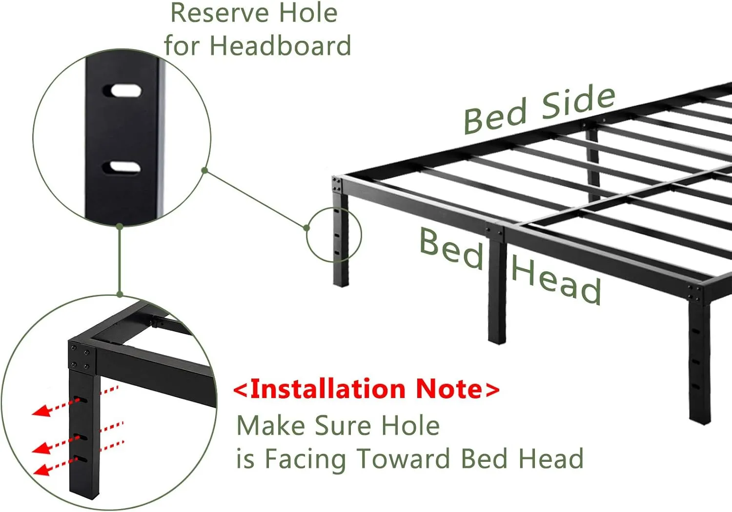 45MinST 18 Inch Platform Bed Frame/Easy Assembly Mattress Foundation / 3000lbs Heavy Duty Steel Slat/Noise Free/No Box Spring Needed,Queen