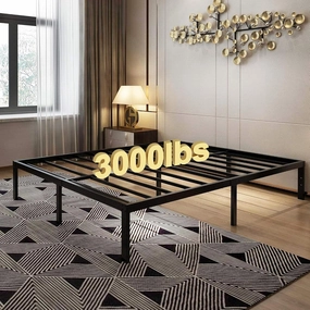 45MinST 14 Inch Platform Bed Frame/Easy Assembly Mattress Foundation / 3000lbs Heavy Duty Steel Slat/Noise Free/No Box Spring Needed, Queen