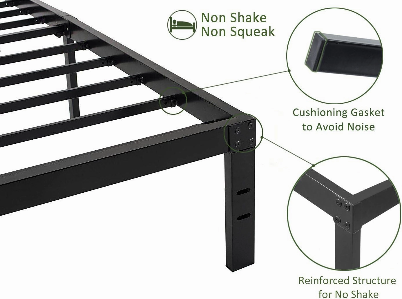 45MinST 14 Inch Platform Bed Frame/Easy Assembly Mattress Foundation / 3000lbs Heavy Duty Steel Slat/Noise Free/No Box Spring Needed, Queen