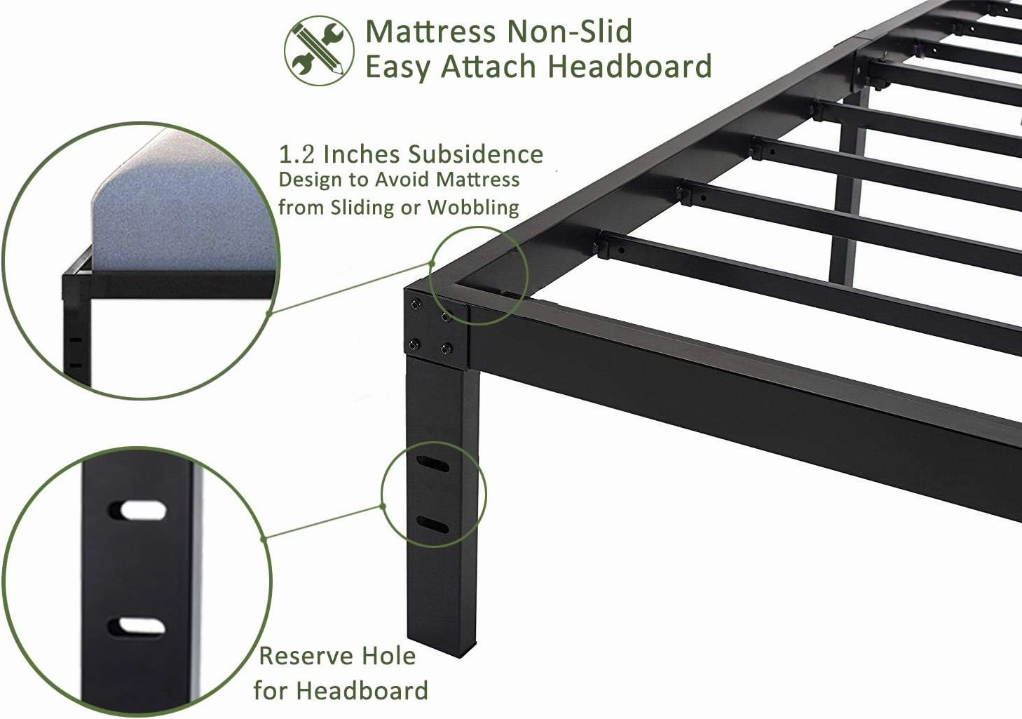 45MinST 14 Inch Platform Bed Frame/Easy Assembly Mattress Foundation / 3000lbs Heavy Duty Steel Slat/Noise Free/No Box Spring Needed, Queen