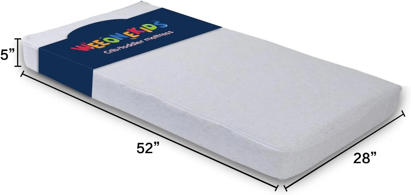5 inch 100% Memory Foam Crib and Toddler Mattress, Waterproof Cover,Fits All Standard Crib & Toddler Beds (Mattress)