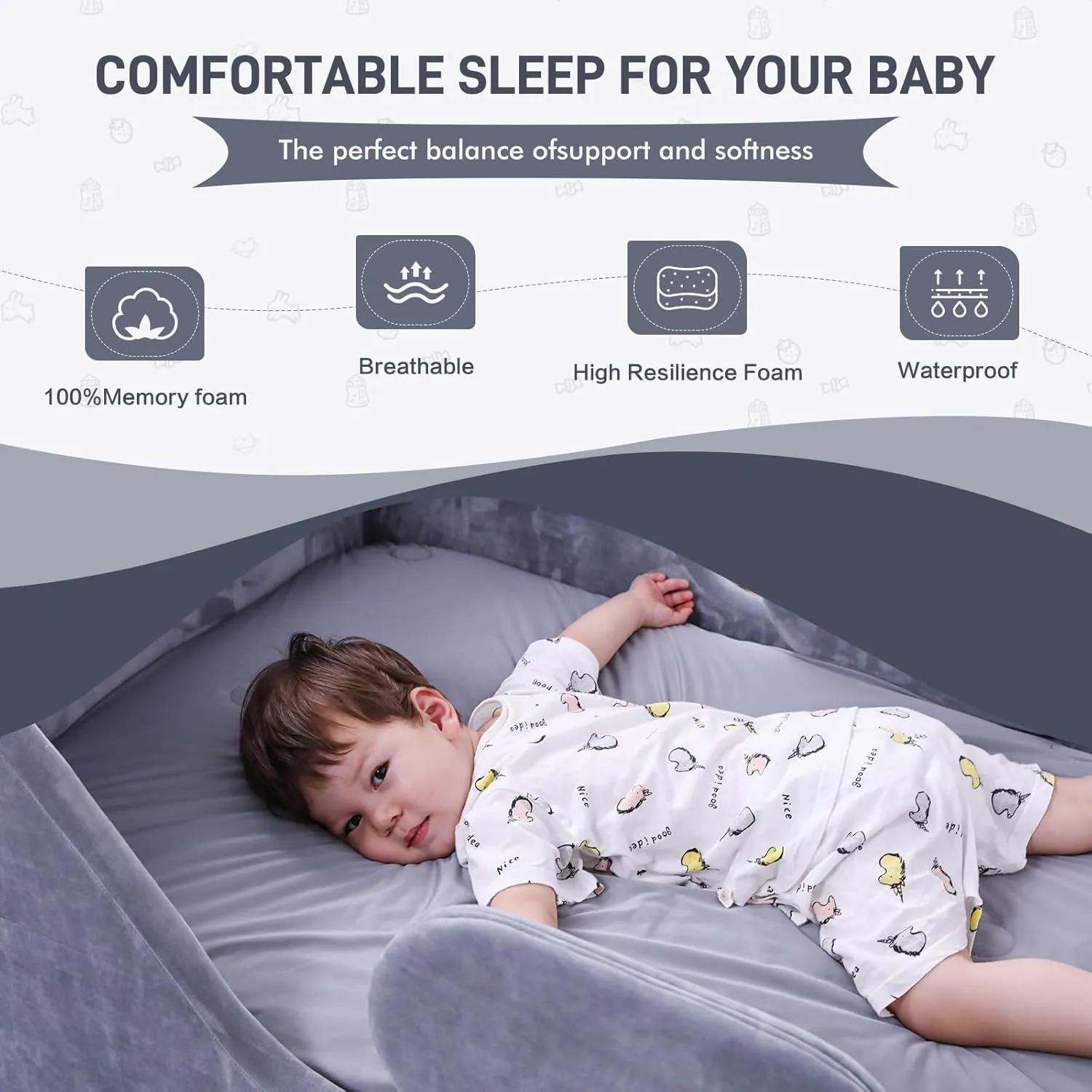 5 inch 100% Memory Foam Crib and Toddler Mattress, Waterproof Cover,Fits All Standard Crib & Toddler Beds (Mattress)