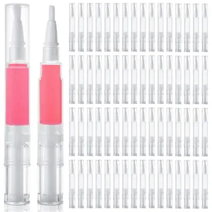 50 Pcs Empty Cuticle Oil Pen 5ml Nail Oil Pen Refillable Travel Transparent Twist Pens with Brush Tip for Nail Oil, Eyelash Growth Liquid Tube, Cosmetic Lip Gloss Container Applicators