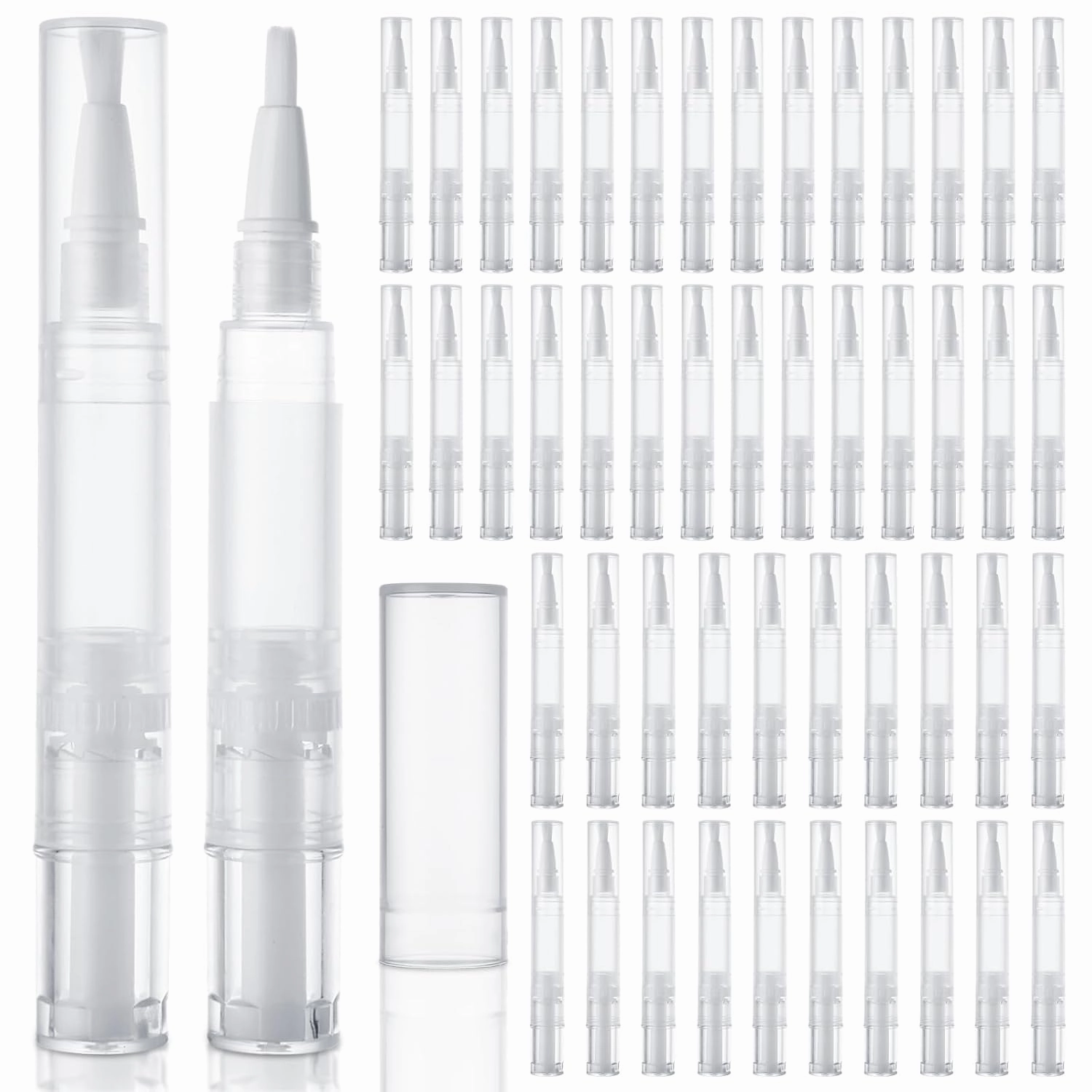 50PCS 5ml Cuticle Oil Pen Empty Nail Oil Pen Refillable Cuticle Oil Pen Transparent Nail Oil Cuticle Pen Bulk Empty Nail Oil Pen with Brush Tip for Nail Polish, Lip Gloss, Eyelash