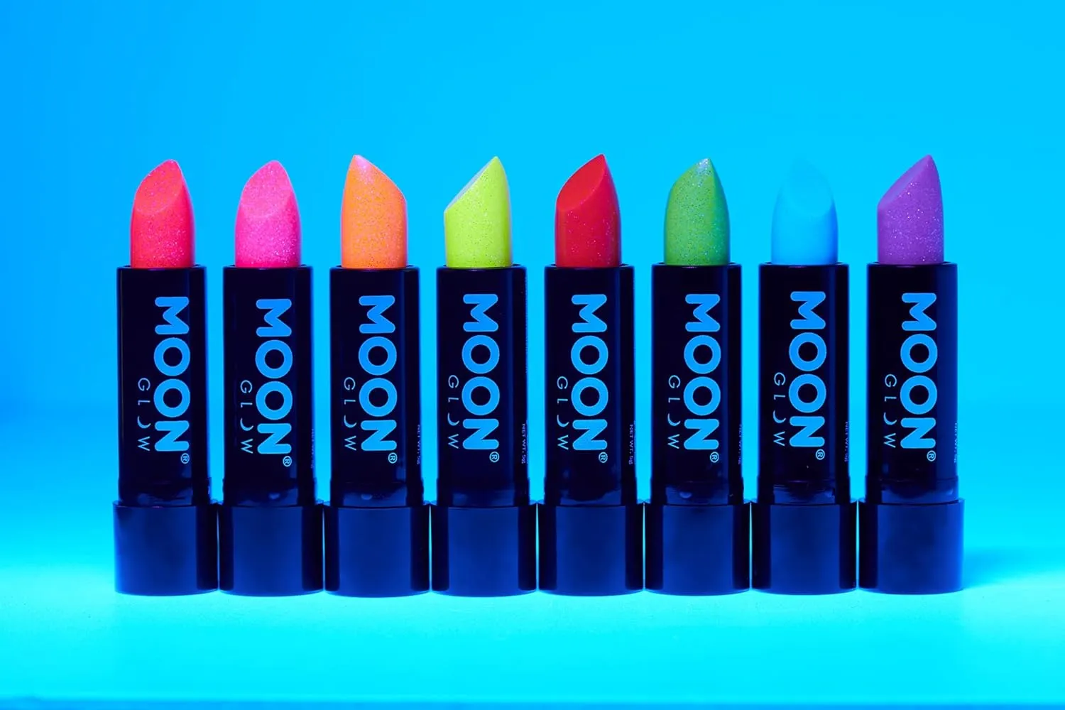 5g Neon UV Glitter Lipstick - Blue - Glows Brightly Under blacklights