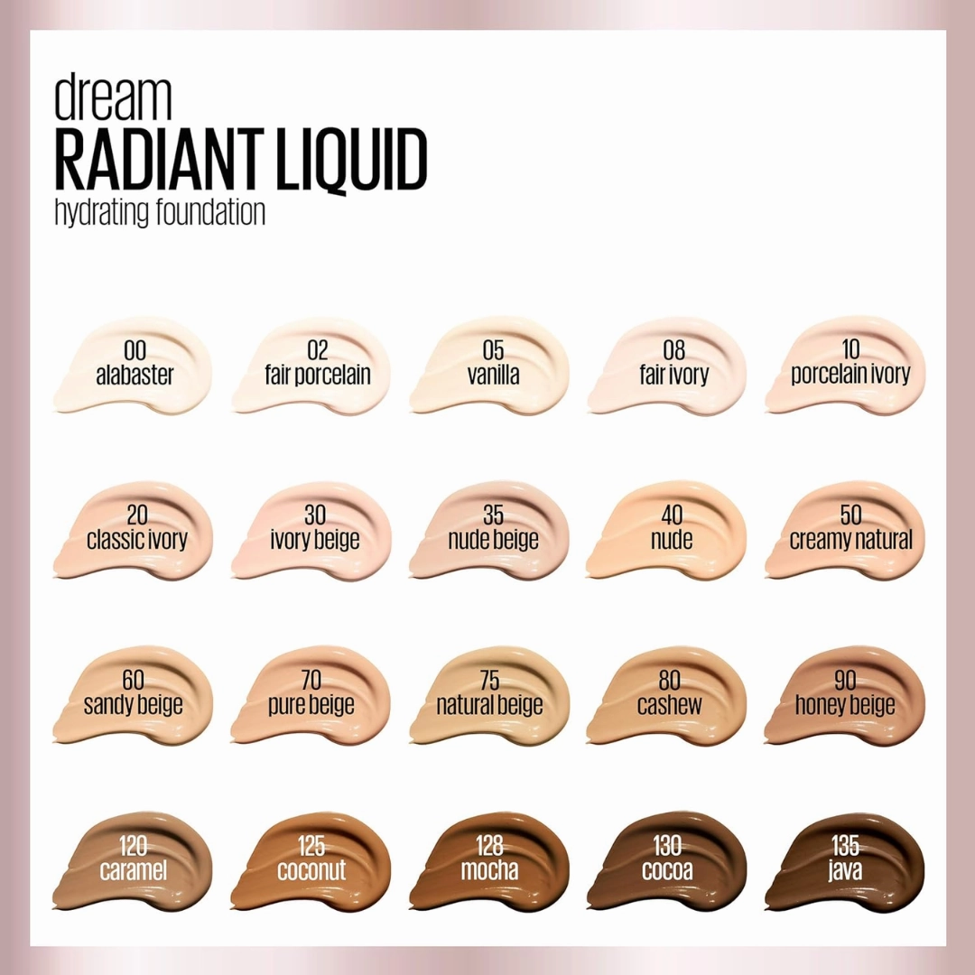 6 x Maybelline Dream Radiant Liquid Foundation 30mL 125 Coconut
