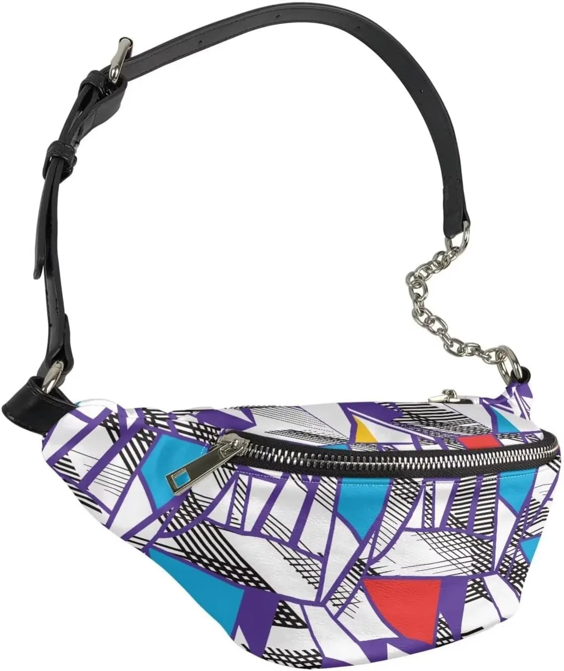 Abstract Waist Pack Bag Lightweight PU Girls Shoulder Bag Purse Zip Running Travel Belt Cell Phone Purses Travel Pouch for Running Hiking Workout Dog Walking Outdoor