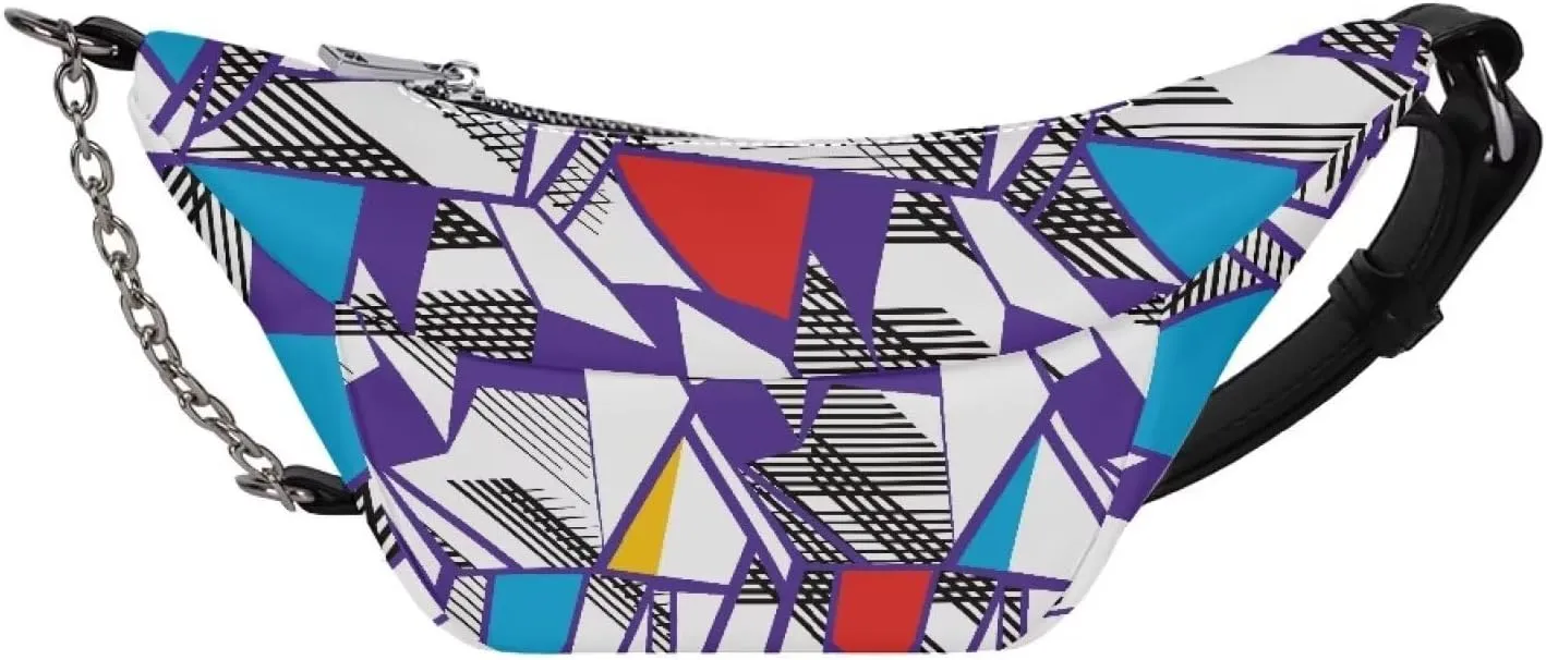 Abstract Waist Pack Bag Lightweight PU Girls Shoulder Bag Purse Zip Running Travel Belt Cell Phone Purses Travel Pouch for Running Hiking Workout Dog Walking Outdoor