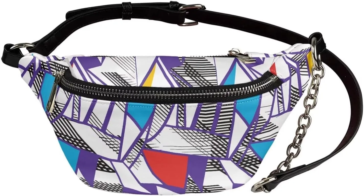 Abstract Waist Pack Bag Lightweight PU Girls Shoulder Bag Purse Zip Running Travel Belt Cell Phone Purses Travel Pouch for Running Hiking Workout Dog Walking Outdoor