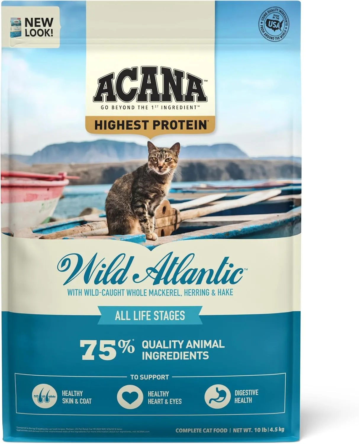 ACANA Highest Protein Dry Cat Food, Wild Atlantic, Grain Free Saltwater Fish With Freeze-Dried Liver Recipe, 10lb