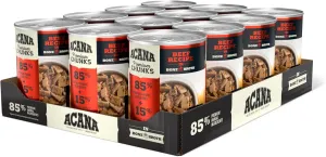 ACANA Premium Chunks Wet Dog Food, Beef Recipe in Bone Broth, 12.8oz (Case of 12)
