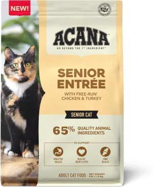 ACANA Senior Entree Dry Cat Food for Senior Cats (7  Years), Free Run Chicken and Turkey Recipe, 4lb