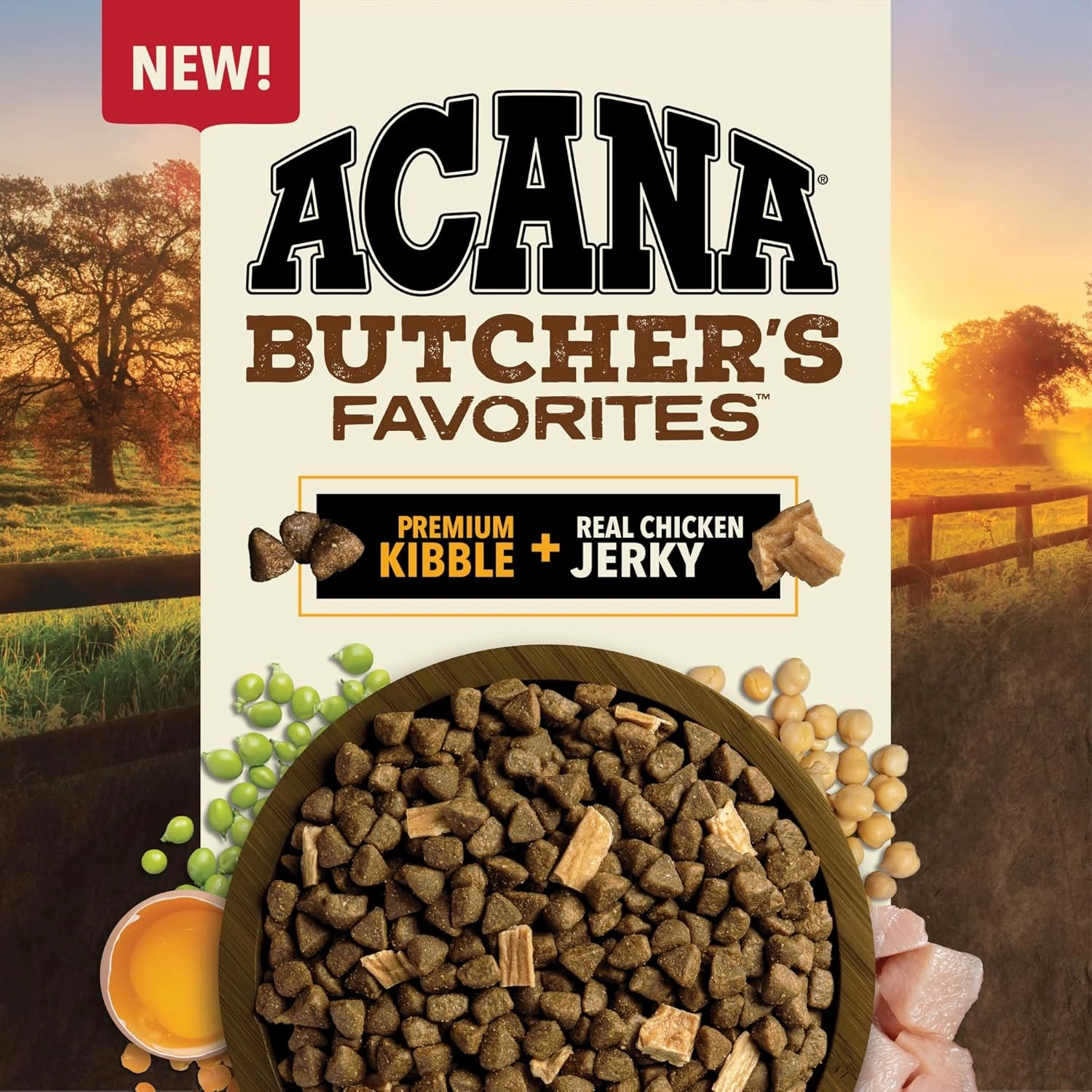 ACANA Butcher's Favorites Dry Dog Food, Free-Run Poultry* & Liver Recipe, Dog Food Kibble & real chicken jerky, 17lb