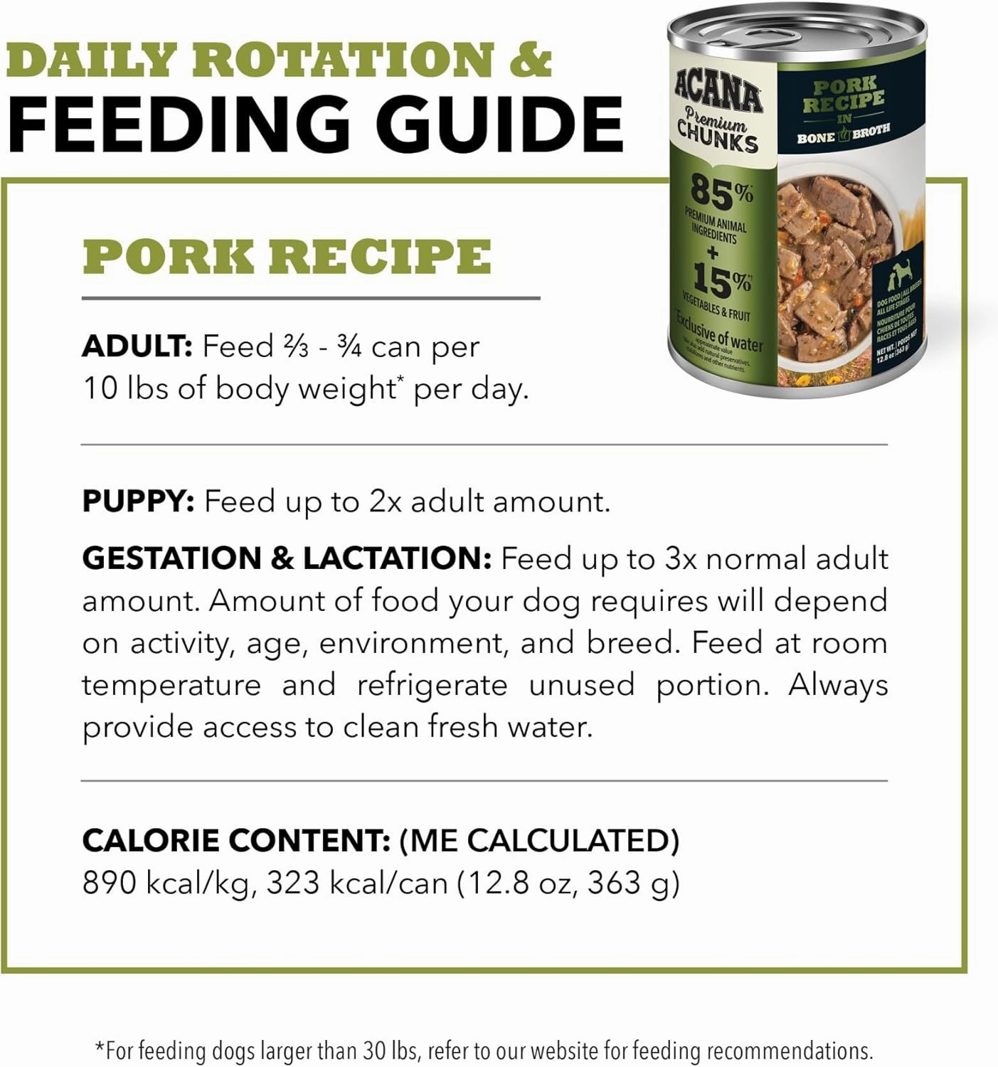 ACANA Premium Chunks Wet Dog Food, Pork Recipe in Beef Bone Broth and Lamb Liver, 12.8oz (Case of 12)