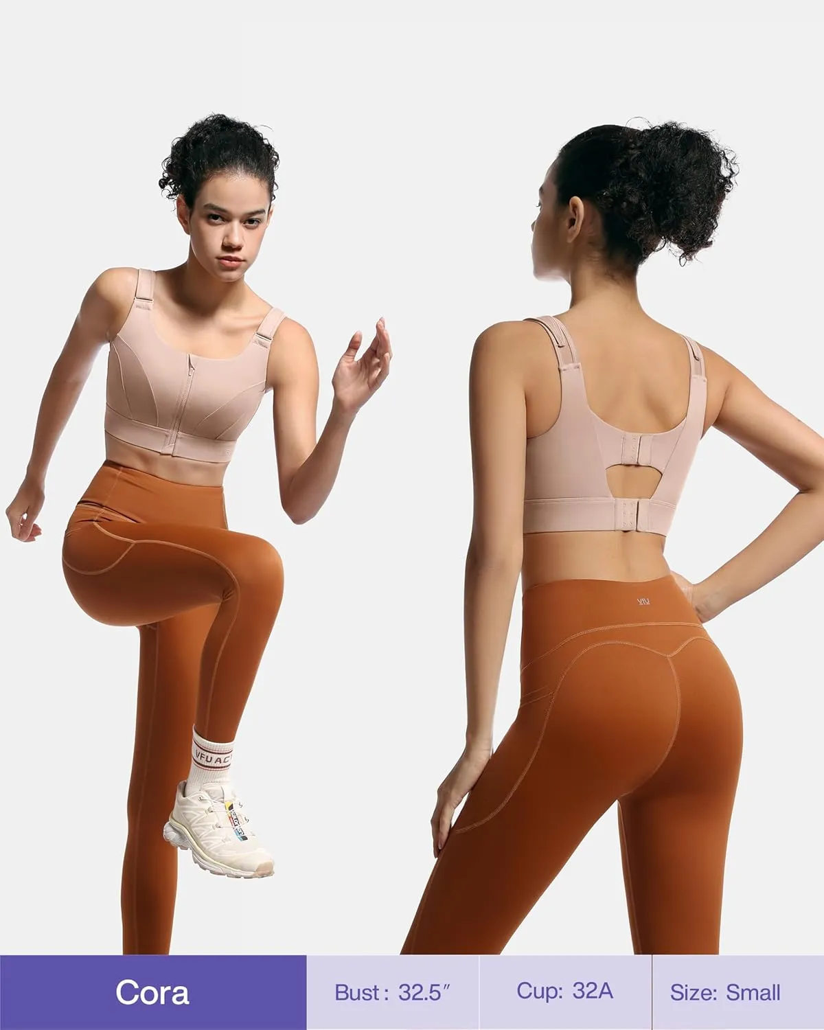 Adjustable High Impact Sports Bras for Women Zip Front Full Coverage and Lift Padded Compression Tops