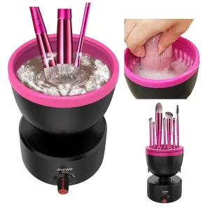 Adjustable Speed Makeup Brush Cleaner Machine, Electric Makeup Sponge Cleaner, Automatic Cosmetic Silicone Cleaning Bowl with Brush Holder Lid- Liquid Foundation, Contour, Eyeshadow, Blush Brush