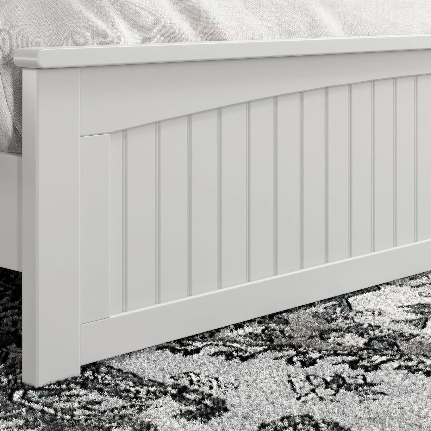 AFI Naples King Solid Wood Low Profile Platform Bed with Matching Footboard in White
