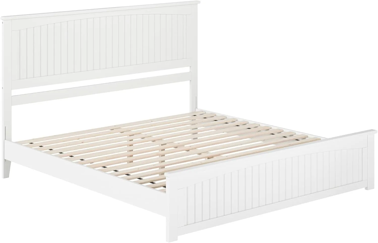 AFI Naples King Solid Wood Low Profile Platform Bed with Matching Footboard in White
