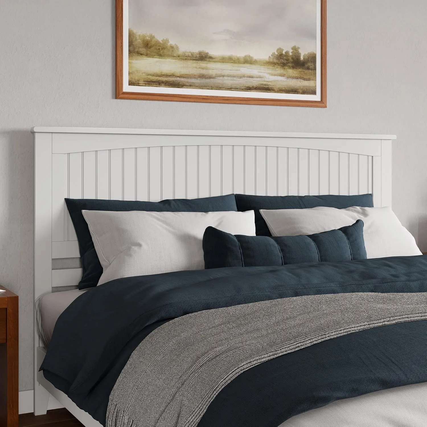 AFI Naples King Solid Wood Low Profile Platform Bed with Matching Footboard in White
