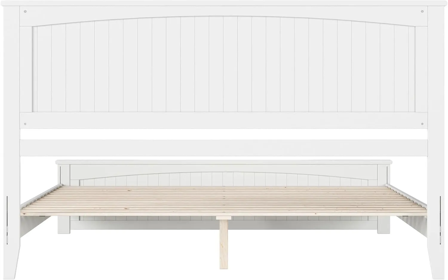 AFI Naples King Solid Wood Low Profile Platform Bed with Matching Footboard in White