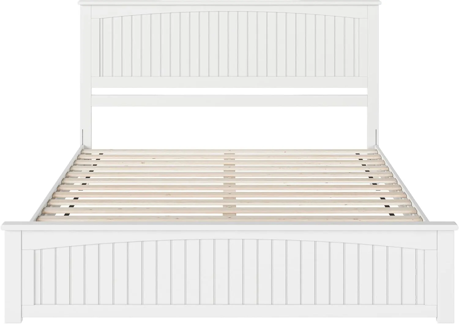 AFI Naples King Solid Wood Low Profile Platform Bed with Matching Footboard in White