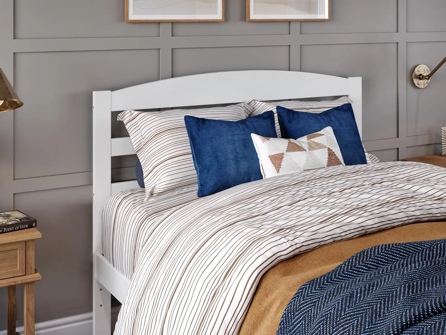 AFI, Warren Full Platform Bed with Storage Drawers (Set of 2) and Attachable USB Charger, White
