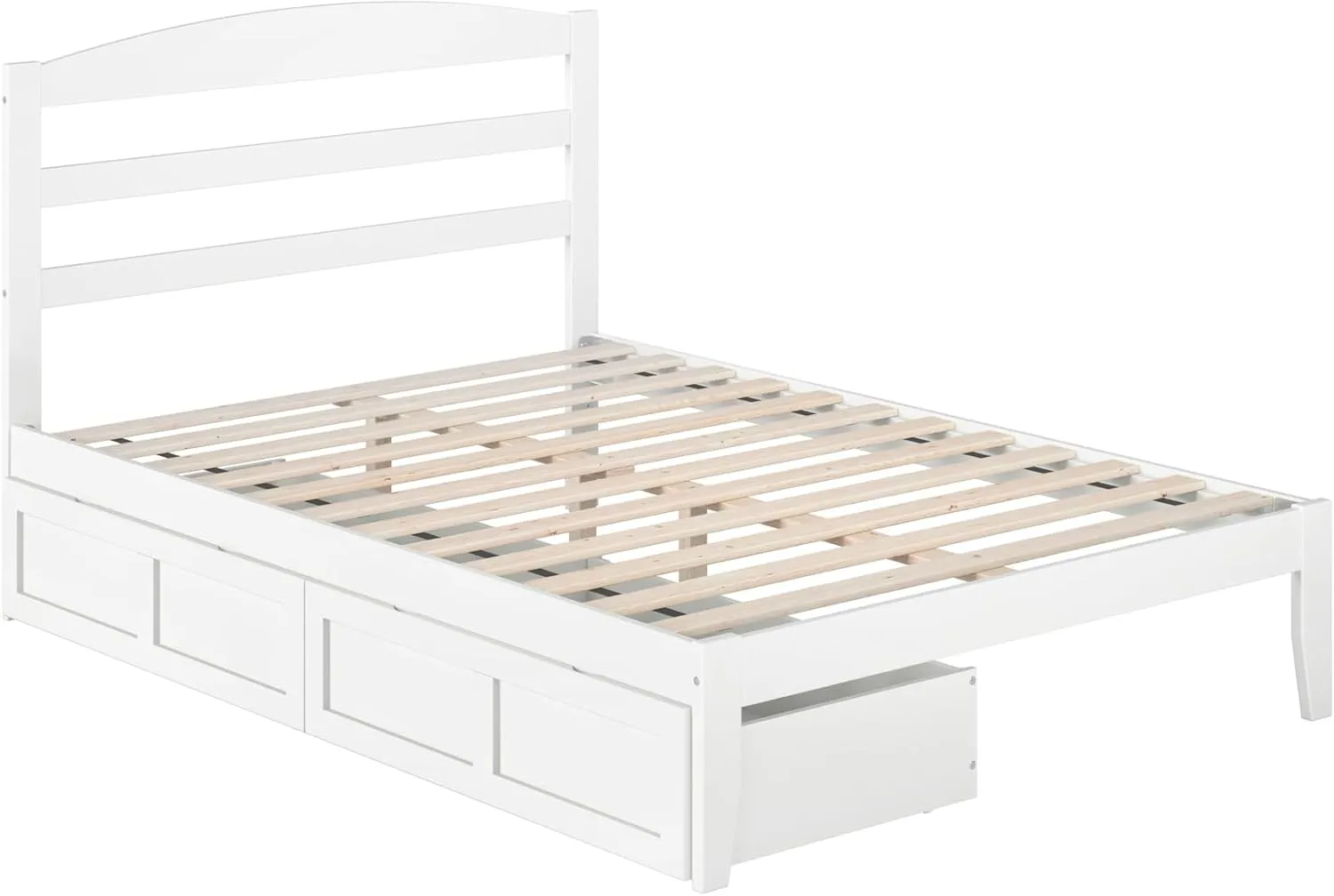 AFI, Warren Full Platform Bed with Storage Drawers (Set of 2) and Attachable USB Charger, White